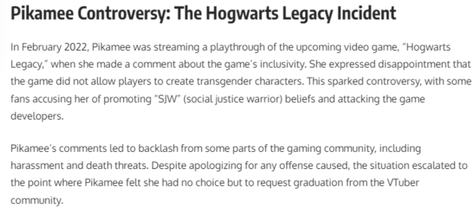 Amano Pikamee Hogwarts Legacy Controversy: Read About The Controversy?