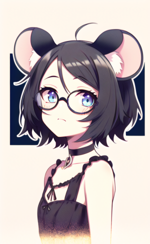 _mouse ears, black hair, blue eyes, messy hair, gothic lolita, vampire, short ha s-872171984.png