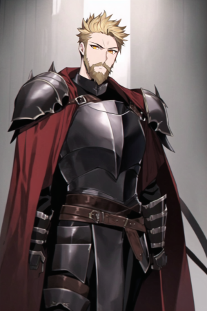 male, blonde hair, beard, orange eyes, yellow eyes, red eyes, paladin, leather,  s-2198120440.png