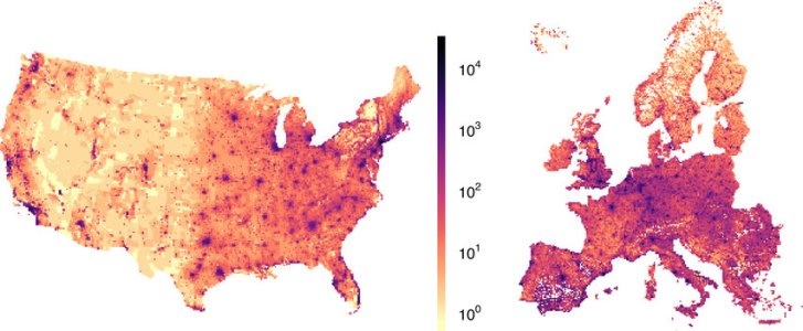 Human-population-density-of-10km-by10km-grid-cells-of-the-USA-the-2010s-and-Europe.jpg