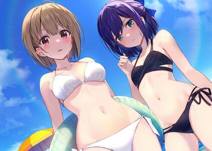 A-chan and Nodaka swimsuits.jpg