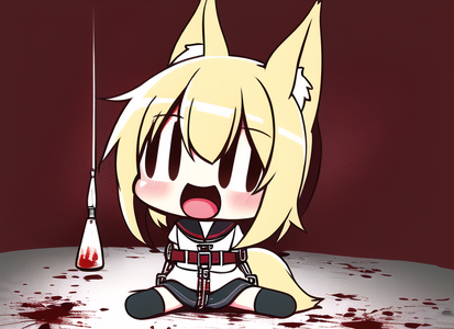 1girl, {chibi}, fox ears, short stack, {{{{straitjacket}}}}, drugs, pill, sittin s-2445706654.png