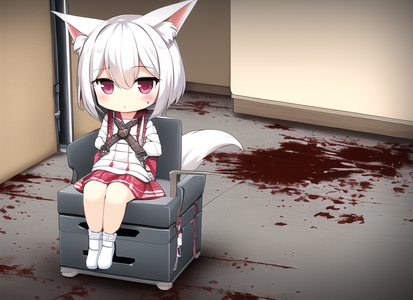 1girl, {chibi}, fox ears, short stack, {{{{{{{straitjacket}}}}}}}, drugs, pill,  s-1455198801.png