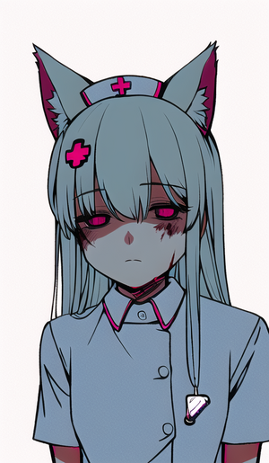 {{1girl}}, {fox ears}, {{{nurse}}}, {{{{bags under eyes}}}}, {exhausted}, nurse  s-3029959996.png