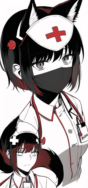 1girl, {fox ears}, {{{nurse}}}, {{{{bags under eyes}}}}, depressed, {{{exhausted s-3527556275.png