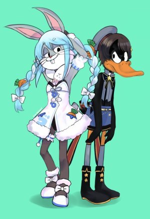 a rabbit and a duck by @himuhino.jpg