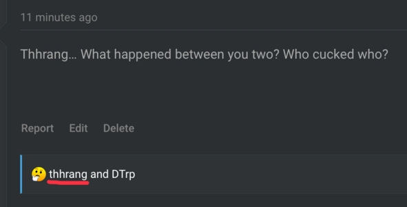 Thhrang seemingly unsure of who cucked who