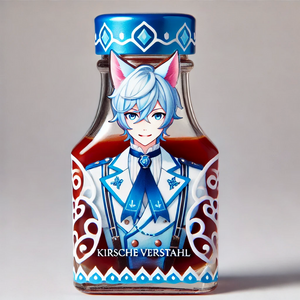 DALL·E 2025-01-30 15.42.45 - A glass ketchup bottle designed to resemble Kirsche Verstahl, a c...png